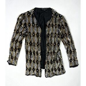 Royal Feelings Jacket Women's Small Vintage Sequins Beaded Silk Retro Shimmer
